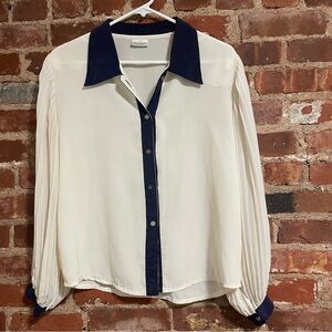 Elegant Women's White and Navy Blouse